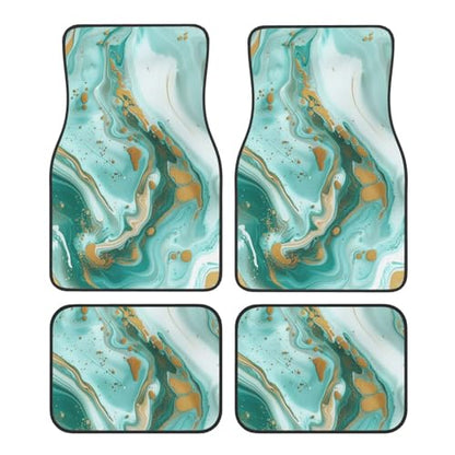Universal Fit Car Floor Mats, Teal Aqua Marble Modern Art Abstract Set of 4pcs Car Carpet Fit for SUV, Vans, Sedans, Trucks - color: Teal Aqua Marble