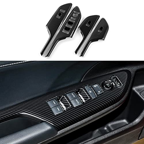 Car Window Lift Control Switch Panel Cover Decals for 2016-2021 Honda Civic 10th Gen Accessories ABS Carbon Fiber Stickers, Not for Coupe Model - color: Window Control Switch