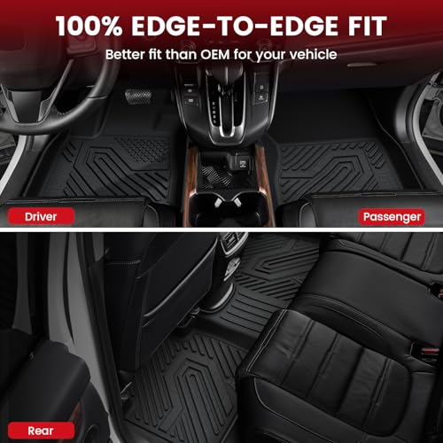 LASFIT Floor Mats & Trunk Mat for Honda CR-V 2017-2022 EX-L/EX/Touring/LX/Special Edition, All Weather Protection TPE Floor Liners 1st & 2nd Row & Cargo Mat in Lower Position (NOT for Hybrid)