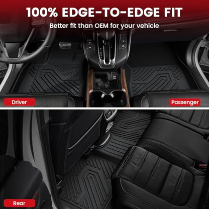 LASFIT Floor Mats for Honda Ridgeline 2026 2025 2024 2023-2017 Crew Cab, All Weather Protection TPE Non-Slip Custom Fit Automotive Accessories Floor Liners 1st & 2nd Row, Black - style: 8）For Honda Ridgeline | 2017-2026 | 1st & 2nd Row