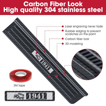 4PCS Door Sill Guards for Jeep Wrangler JL JLU 2018-2026 & 2020-2026 Gladiator JT Accessories 304 Stainless Steel Door Sill Protector Carbon Fiber Front and Rear Door Edge Guard