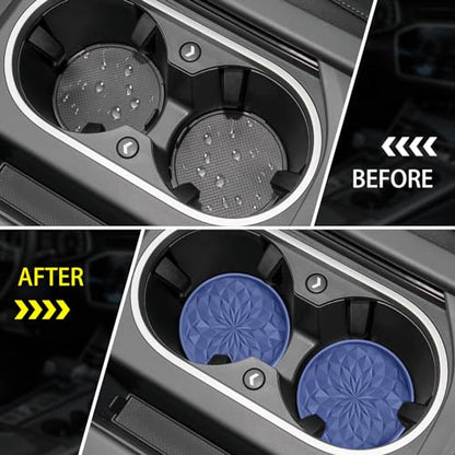 Car Coasters for Cup Holders [4 Pack] - 2.75In Silicone Auto Mug Mats - Universal Non-Slip Recessed Car Interior AccessoriesNavy Blue - color: 4pack-navy Blue