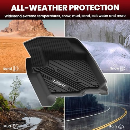 LASFIT Floor Mats for Ford F250 F350 F450 2017-2026 Crew Cab Front Bucket Seat (Not Fit Row Bench Seating) Floor Super Duty All Weather Protector TPE Car Floor Liner, only 1st, 2pcs Black - style: 2) SuperDuty| 17-26 | 1st Row Carpet Floor Only