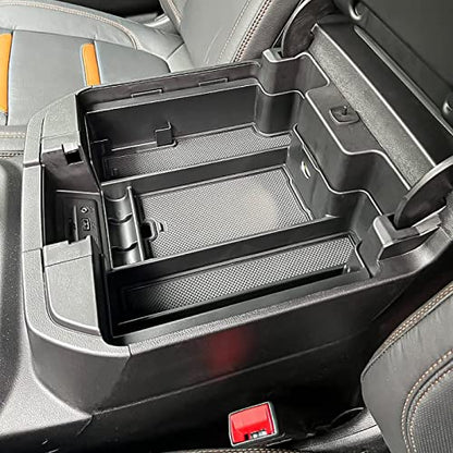 Center Console Organizer Compatible with 2020-2023 Silverado/Sierra 2500/3500HD/ 2019-2022 Chevy Silverado 1500 / GMC Sierra 1500 Accessories - Full-Coverage Insert Tray, ABS material Black - color: black