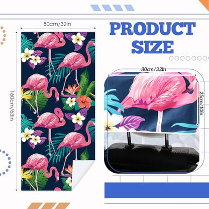 Hahafelt 2 Pack Car Seat Towel Covers with Storage Bag, 63 x 32 Inch Universal Non Slip Waterproof Sweat Protector for Car Truck, Gym Swimming Running, Machine Washable (Flamingos) - style: Flamingos