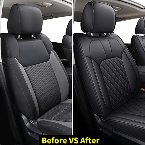 LUCKYMAN CLUB 2022-2026 Tundra Pickup Trucks Car Seat Covers X05-T3-2 Front-only, Fit Crew/Crewmax/Extended/Double/Regular Cab with Water Proof Faux Leather (Black Front) - color: Black, size: 2022-2026 Front Pair
