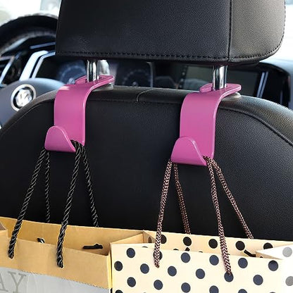Soleebee 4 Pack Car Headrest Hooks - Universal Auto Hooks, Back Seat Hangers, Storage Organizer (Hot Pink) - color: Hot Pink
