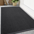 Smiry Front Door Mat Outside Entrance, Heavy Duty Natural Rubber Doormat, Non Slip, Trap Dirt and Moisture, Easy Clean, Low Profile Welcome Floor Mats for Indoor Outdoor Entry, 47x32 Inch, Black