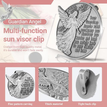 2PCS Guardian Angel Visor Clip for Car - A for New Drivers! Christian Car Accessories & Catholic Gifts for Women, Faith-Infused Journey Companion - size: 2PCS