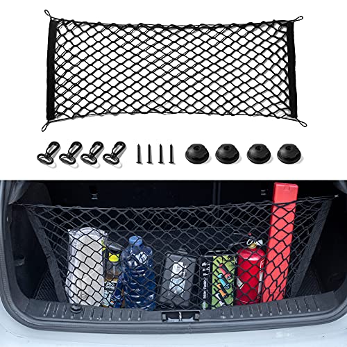 Amiss Cargo Net Stretchable, Car Exterior Accessories, Adjustable Elastic Trunk Storage Net with Hook for SUVs, Cars and Trucks (35.4x15.8 Inch) - size: 35.4x15.8 Inch