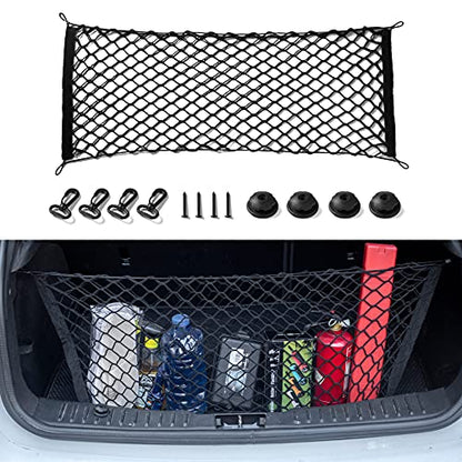 Amiss Cargo Net Stretchable, Car Exterior Accessories, Adjustable Elastic Trunk Storage Net with Hook for SUVs, Cars and Trucks (35.4x15.8 Inch) - size: 35.4x15.8 Inch
