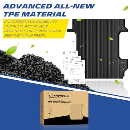 MICHELIN Truck Bed Mat for 2019-2026 Chevy Silverado/GMC Sierra 1500 5.8 FT / 69.9" Only (Not Fit Optional CarbonPro Bed), All-Weather Truck Bed Liner, Custom Fit, Durable TPE Bedliner, Non-Slip - size: 2) Silverado/Sierra 1500 | 19-26 | 5.8 FT