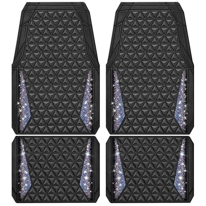 CAR PASS Dazzle Colour Change Car Mats Diamond Floor Mats Full Set Anti-Slip 3D Rhombus Waterproof Universal Trim Fit Liner Glitter Crystal Sparkly Shining Rhinestone Girl Women SUV Sedan Van Colorful - color: Bedazzed Diamond