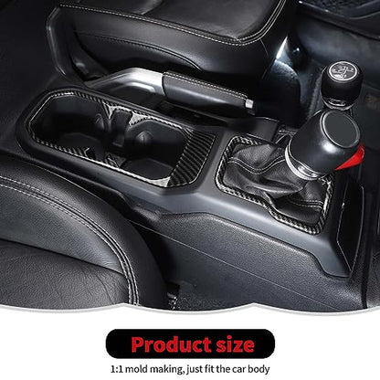 Carbon Fiber Cup Holder Trim Cover Gear Shift Cover Center Console Decoration Interior Accessories Compatible with Jeep Wrangler JL JLU & Gladiator JT 2018-2024