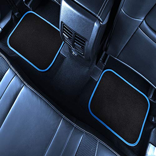 FH Group Color-Trimmed Non-Slip Carpet Car Floor Mats with Rubber Heel Pad – Universal Fit for Sedan, SUV & Truck – Full Set Blue/Black - color: BLUE