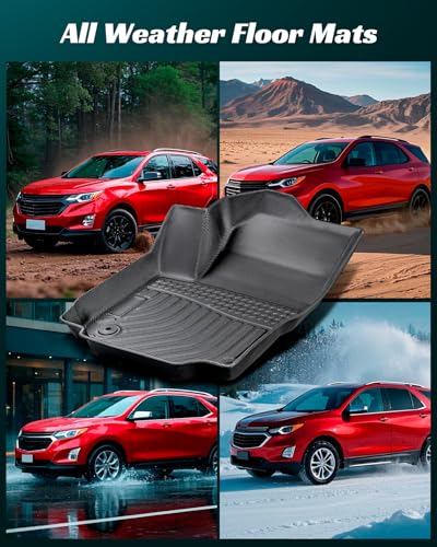 Car Floor Mats for Chevy Equinox/for GMC Terrain 2018-2024 (Not for EV), Cargo Liner Rubber TPE All Weather Full Set Equinox/Terrain Accessories 2018 2019 2020 2021 2022 2023 2024 Black