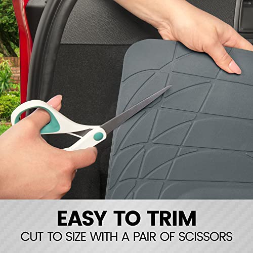 BDK OF-554 Rubber Car Floor Mats, Universal Front & Rear Combo Set with Trunk Cargo Mat Liner for Car Sedan SUV Van, Heavy Duty All Weather Trim to Fit - color: Gray