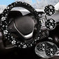 Paw Print Steering Wheel Cover for Women Men with 2 Pcs Car Coasters, Universal 14.5-15 Inch Cute Steering Wheel Covers Non-Slip Car Accessories for Girls - color: paw print