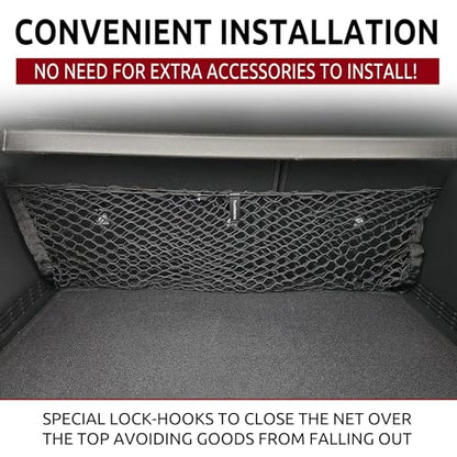 Envelope Style Automotive Elastic Trunk Mesh Cargo Net for Hyundai Kona Hybrid 2018-2026 - Premium Trunk Organizers and Storage - Luggage Net for Crossover - Best Car Organizer for Hyundai Kona EV