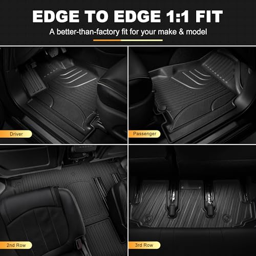 Floor Mats Fit for 2008-2017 Buick Enclave 7-Seat (Only for 2nd Row Bucket Seats Models) Custom Fit All Weather TPE Floor Mats and Cargo Liner with Backrest Mat for Buick Enclave Accessories, Black - style: (2) 2008-2018 Enclave | Floor Mats & Cargo Mat &