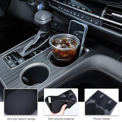 TOPINSTALL 2-in-1 Cup Holder with Phone Mount for 2021-2026 Toyota Sienna, Center Console Silicone Cup Holder Insert, Non-Slip, Dustproof, Waterproof, Anti-Noise, Car Interior Accessories for Sienna