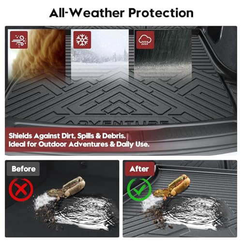 Cargo Mat for Jeep Grand Cherokee 2022-2025 2026 All Weather Cargo Trunk Mat Cargo Liner Back Seat Cover Protector TPE Black Non-Slip 3PCS (5 Seats Include 4XE, NOT for L) - size: 22-26 |Grand Cherokee| Cargo Mat & Backrest Mat