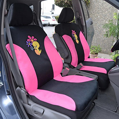 Warner Brothers Looney Tunes Sassy Tweety Bird Sideless Front Car Seat Covers - Easy to Install Durable Neoprene 3-Layer Waterproof Car Seat Cover - Airbag Compatible Universal Fit Car Accessories - size: 2 Front, style: Tweety Bird