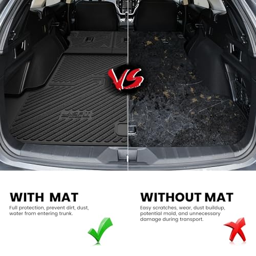 LASFIT Cargo Tray Liner with Backrest Mat for Subaru Outback 2026 Cargo Mat, All Weather TPE Custom Fit Easy Clean Trunk Liner with Seatback Mat for Outback 2026 Trunk Tray, Black - size: For Outback | 2026 | Cargo Mat
