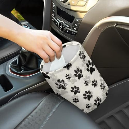 Cute Paws Car Waste Basket Can Universal Compact Rubbish Holder Mini Car Organizer for Car Garbage - color: Cute Paws