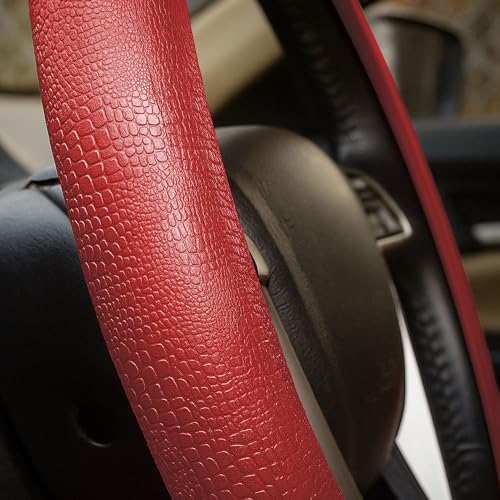FH Group Universal Fit Silicone Snake Pattern with Massaging Grip Steering Wheel Cover fits most Cars, SUVs, Trucks, and Vans Burgundy - color: Burgundy