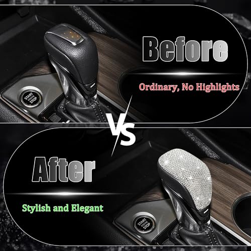 TOMALL Bling Gear Shift Knob Cover Compatible with Nissan Sentra Altima 2020-2025 for Versa Kicks Shifter Panel Interior Shift Gear Lever Cover Trim Crystal Bling Decorations for Car Shiny Accessories