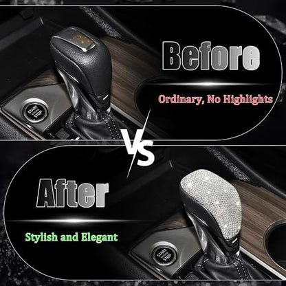 TOMALL Bling Gear Shift Knob Cover Compatible with Nissan Sentra Altima 2020-2025 for Versa Kicks Shifter Panel Interior Shift Gear Lever Cover Trim Crystal Bling Decorations for Car Shiny Accessories