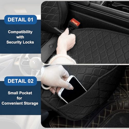 2 Pack Car Seat Covers, Front Seat Covers for Cars, Breathable Linen Car Seat Protector, Universal Fits for Most Automotive, Vehicles, SUVs, Cars, Sedans(Black) - color: Black