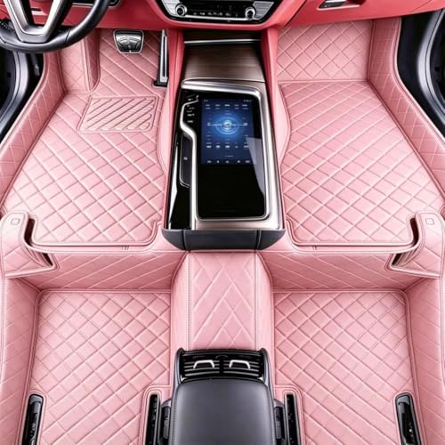 Custom Personalized Full Coverage All Weather Leather Floor Mats & Floor Liners for Cars SUVs Trucks, Anti-Slip Luxury Custom Fit Car Floor Mats Set, Fits 98% of Vehicles (Pink) - color: Pink