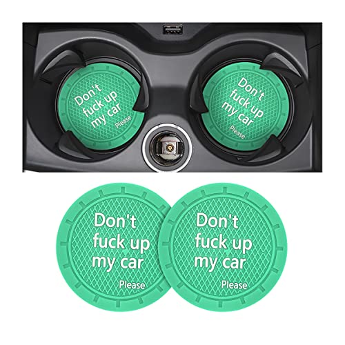 2 Pack Car Cup Holder Coasters, 2.75 Inch Non-Slip PVC Insert Cup Coaster, Anti-Scratch Auto Cup Mats for Women Men, Vehicle Interior Accessories for Car, SUV, Truck (D Light Green/2PCS) - color: D Light Green/2PCS