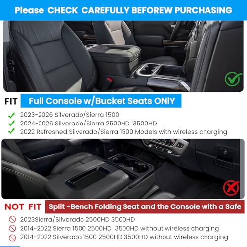 Half-Sized Seat Gap Filler Compatible with Chevy Silverado 1500 2500HD| Zero Obstruction to Lower Center Console Storage | Anti-Drop Organizer | Free Window Breaker Interior Accessories