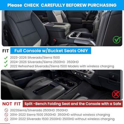 Half-Sized Seat Gap Filler Compatible with Chevy Silverado 1500 2500HD| Zero Obstruction to Lower Center Console Storage | Anti-Drop Organizer | Free Window Breaker Interior Accessories