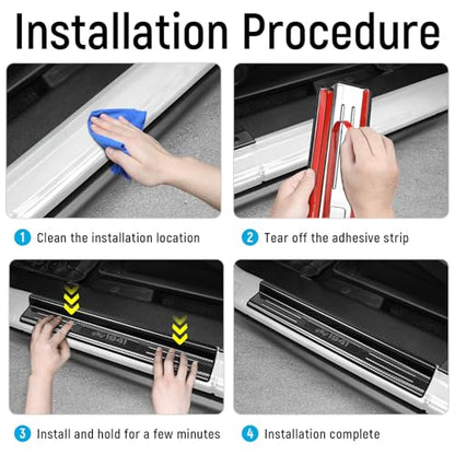 ZZEQYG 4 Pcs Stainless Steel Door Sill Protector Compatible with Jeep Wrangler JK/JKU Unlimited Sport Sahara Rubincon 2007-2017 Accessories Front and Rear Door Car Door Sill Guards (Carbon Fiber)