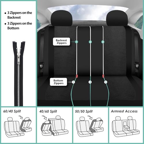 FH Group Car Seat Covers Quilted Flat Cloth Seat Covers Front Set with Gift - Universal Fit for Trucks, SUVs, and Vans (Black) FB070115