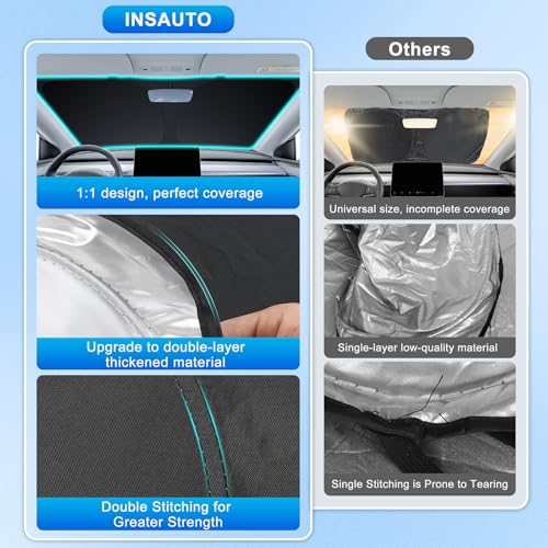 INSAUTO Custom Fit Windshield Sun Shade Accessories for Toyota Tundra 2007-2021, Foldable Front Window Sunshade, UV & Heat Reflector, Keeps Interior Cool, Includes Storage Bag - size: for 2007-2021 Toyota Tundra