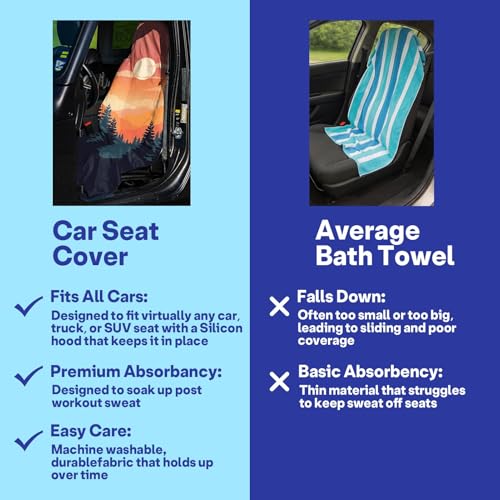 2 Pack Car Seat Towel Covers, Sweat Protector for Front Seats, Premium Thickened Microfiber with Great Smoky Mountains, Breathable & Quick Dry, Slip-on Headrest Pocket for Gym Running Universal Fit - color: Great Smoky Mountains