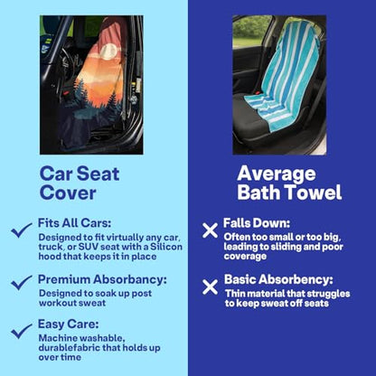 2 Pack Car Seat Towel Covers, Sweat Protector for Front Seats, Premium Thickened Microfiber with Great Smoky Mountains, Breathable & Quick Dry, Slip-on Headrest Pocket for Gym Running Universal Fit - color: Great Smoky Mountains