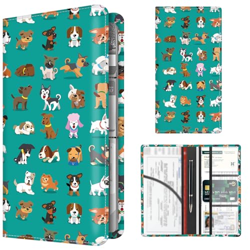 Premium Car Registration and Insurance Card Holder, Cute PU Leather Car Document Holder, Vehicle Glove Box Car Organizer with Magnetic Closure for Driver License, Cards Colorful Cute Dogs - color: Colorful Cute Dogs