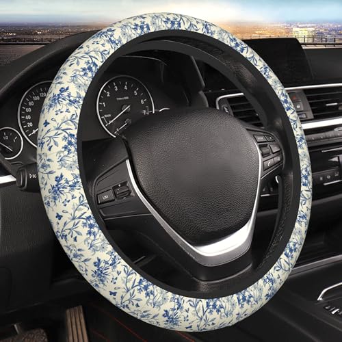 Floral Cute Steering Wheel Cover for Women & Men – Universal 15 Inch Car Accessories, Non-Slip & Stylish Design, Fits Most Cars, SUVs, and Auto - color: Vintage French Country Floral