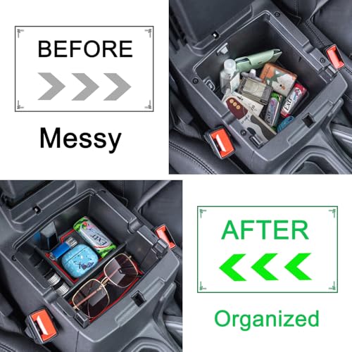 PIMCAR Center Console Organizer for Jeep Wrangler JL/JLU (2018-2026) & Gladiator JT (2020-2026) | Armrest Storage Tray | Interior Accessories (Not for JK/JKU) | Red Liner Trim