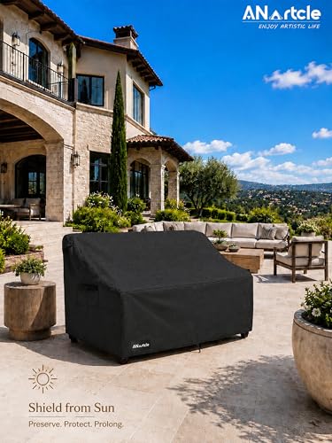 ANartcle 2-Seater Patio Loveseat Cover,58W x 32.5D x 31H Inches Outdoor Couch Cover,100% Waterproof Heavy Duty Patio Sofa Covers,Patio Furniture Covers,Black - color: Sofa-Black, size: 58"W x 33"D x 31"H