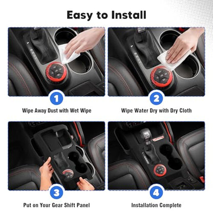 Center Console Gear Shift Panel Trim Cover, Silicone Gear Shifter Cover for Ford Bronco 2021-2026 Auto Transmission, with Storage Tray & Cup Holder Insert(No for Manual Transmission)