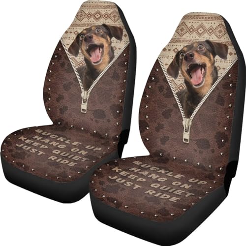 Aztec Dachshund Print Car Seat Covers Front Seats Elastic High Back Automotive Bucket Seat Covers Universal Fit Car Interior Decor for SUV Truck Sedan, Brown - color: Brown - Aztec Dachshund