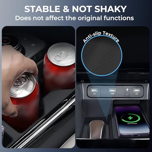 Cup Holder Insert & Wireless Charging Protective Mat for KIA Sorento 2026 2025 2024 2023 2022 2021, Interior Accessories Cup Holder & Wireless Charger Cover Pad for 2021-2026 Sorento, Black - style: Fits for 2021-2026 Sorento