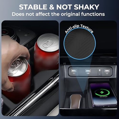 Cup Holder Insert & Wireless Charging Protective Mat for KIA Sorento 2026 2025 2024 2023 2022 2021, Interior Accessories Cup Holder & Wireless Charger Cover Pad for 2021-2026 Sorento, Black - style: Fits for 2021-2026 Sorento